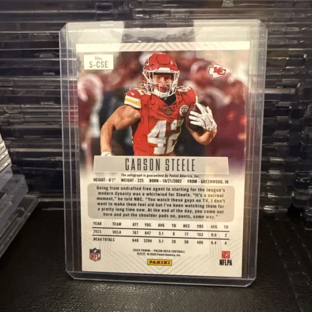 2024 Panini Prizm Deca Carson Steele Signatures RC Rookie Auto #S-CSE Chiefs